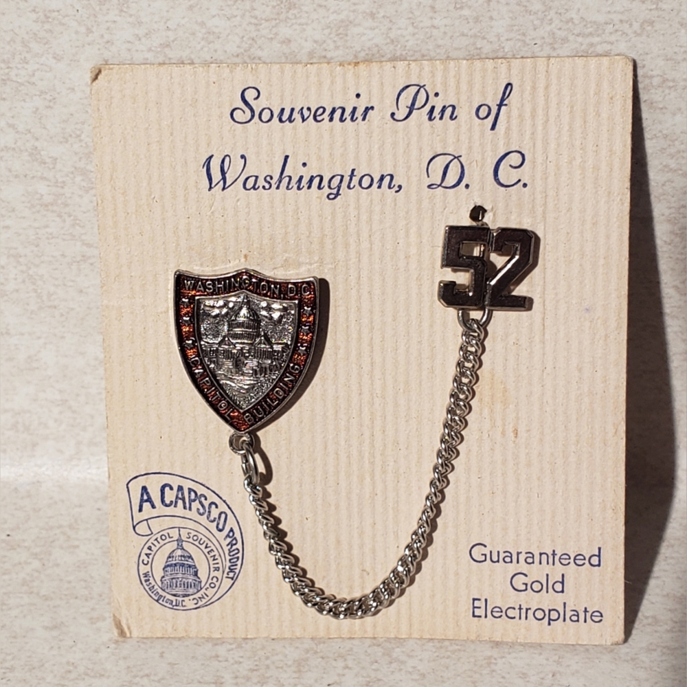 Washington DC Capitol Building Pin Vintage 1952